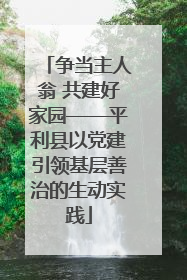 争当主人翁 共建好家园——平利县以党建引领基层善治的生动实践